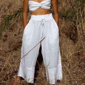 AVY & CO ATILLA - WHITE LINEN CASCADE PANT